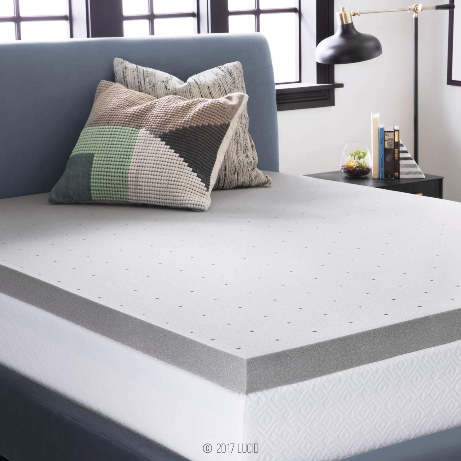 Lucid Bamboo Charcoal Memory Foam Mattress Topper