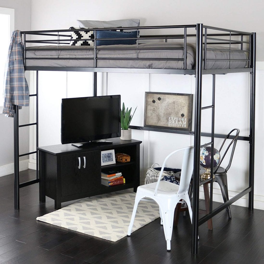 WE Furniture Modern Metal Bunk Bed