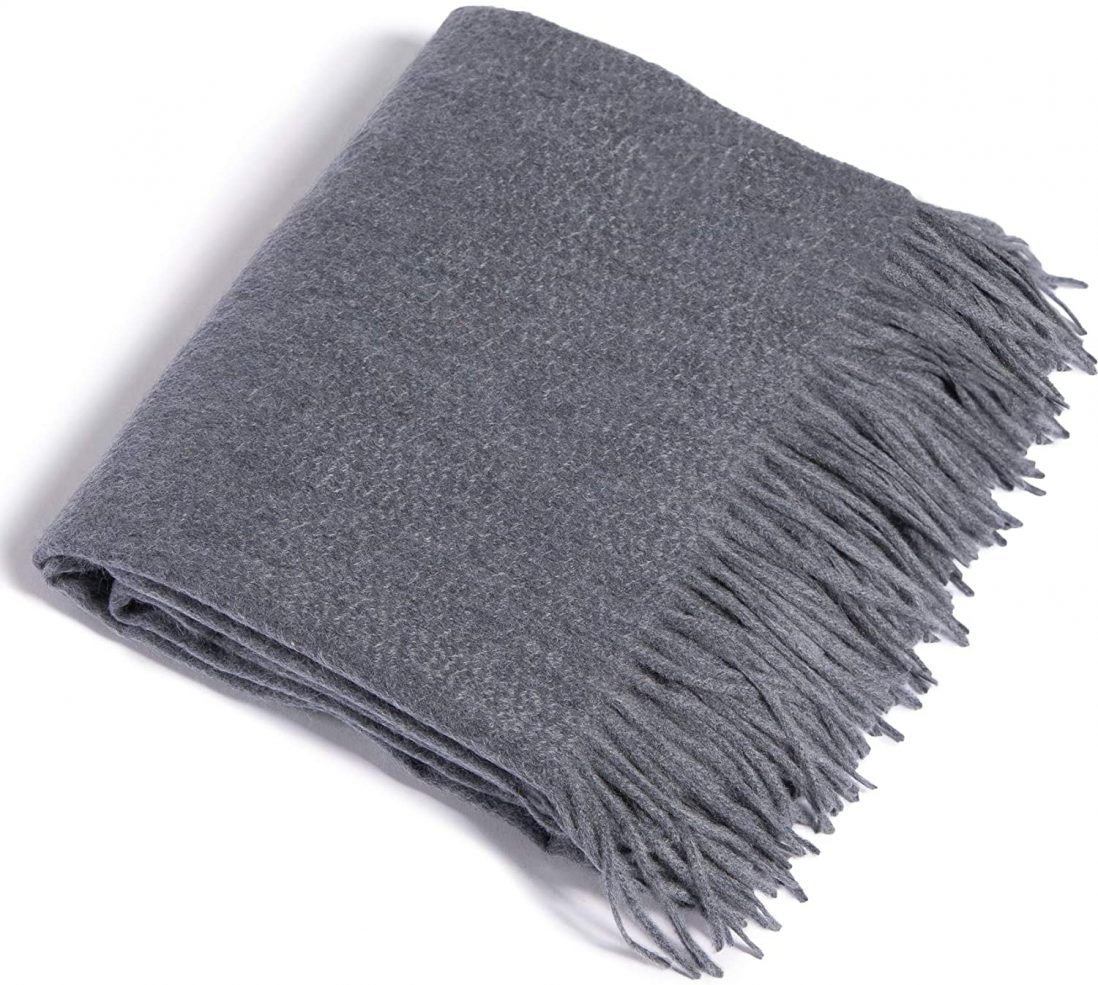 Fishers Finery Cashmere Fringe Throw Blanket